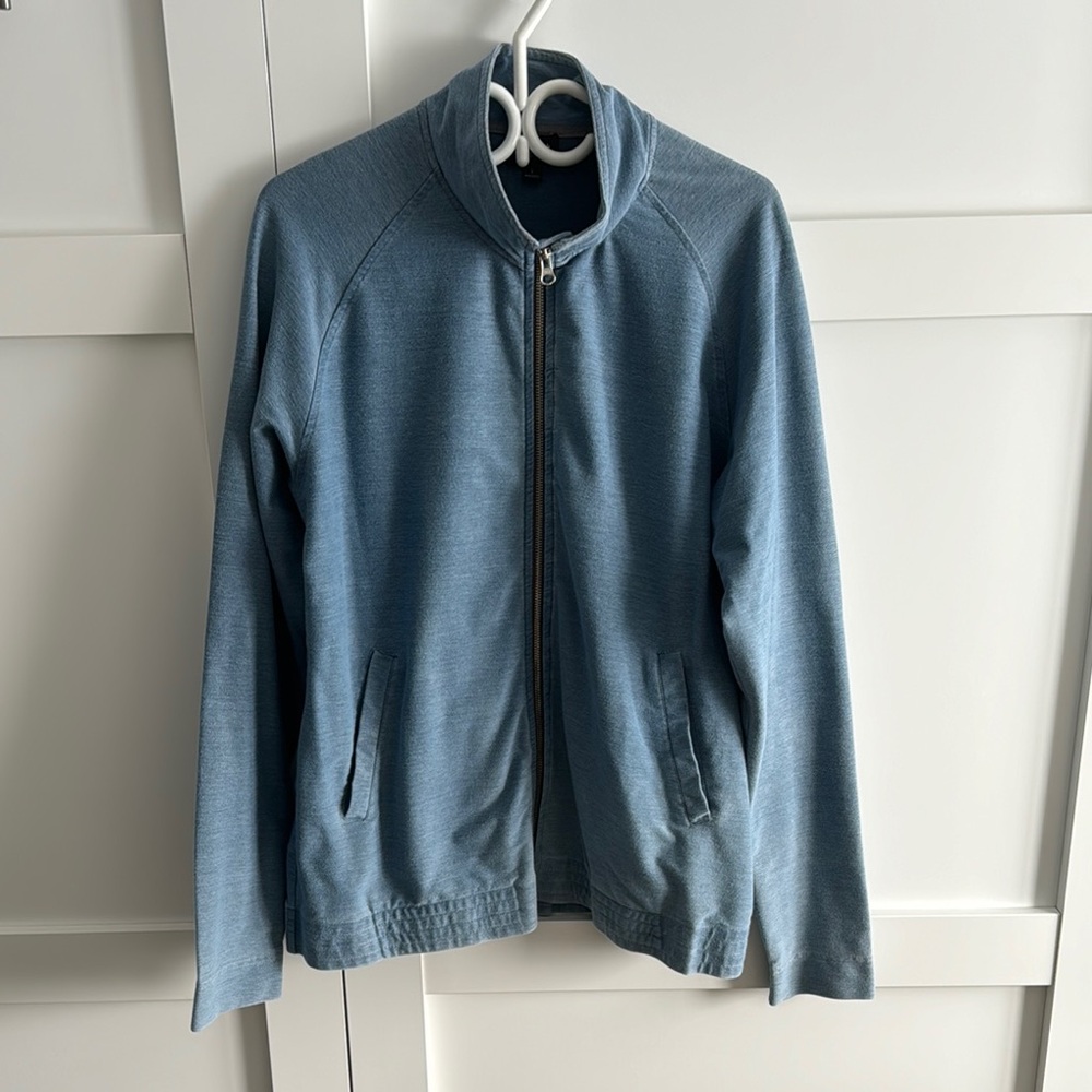 Frank & Oak Blue Zip Up Cardigan Sweater